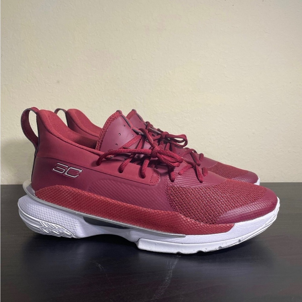Brand New Men’s Curry 7 Cardinal White Basketball Shoe Under Armour